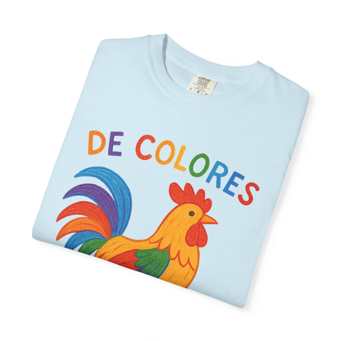 De Colores Comfort Colors Rooster T-shirt, Colorful Unisex Tee, Vibrant Rooster Shirt, Rainbow Chicken Top, Chicken Lover Gift