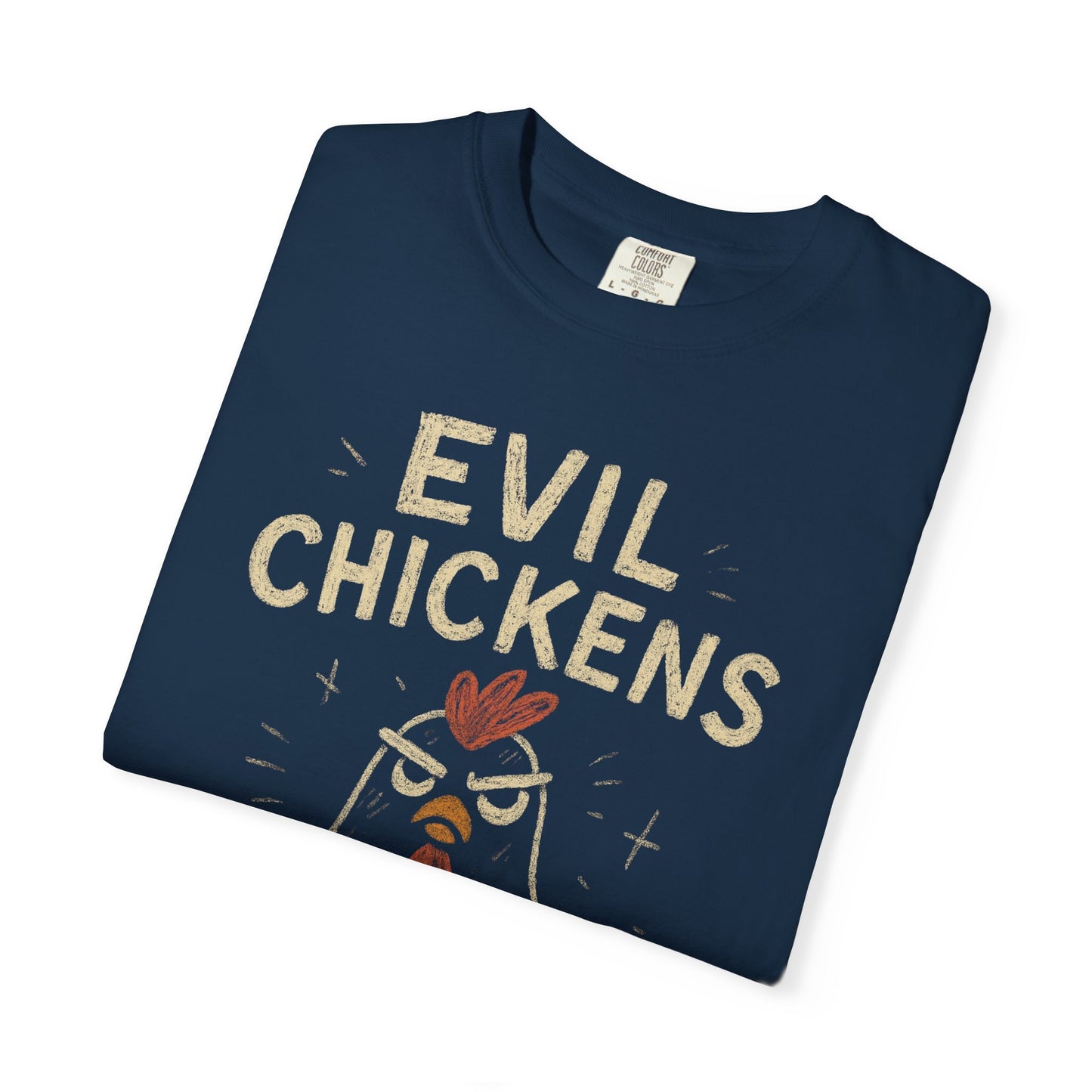 Evil Chickens Lay Deviled Eggs T-Shirt | Funny Chicken Pun Tee Comfort Colors