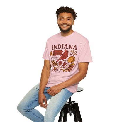 Indiana state symbols Cardinal & Hoosier Icons T-Shirt | Crossroads of America design Comfort Colors