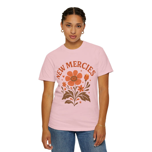 New Mercies Floral Typography T-Shirt — Comfort Colors Boutique Style