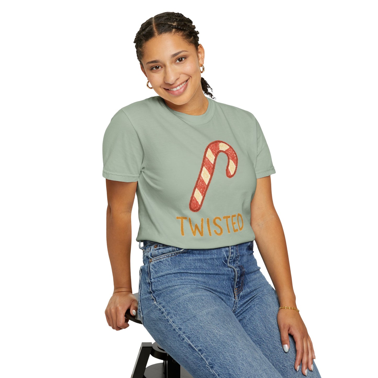 Candy Cane Twist T-shirt | Christmas Comfort Colors garment-dyed T-shirt