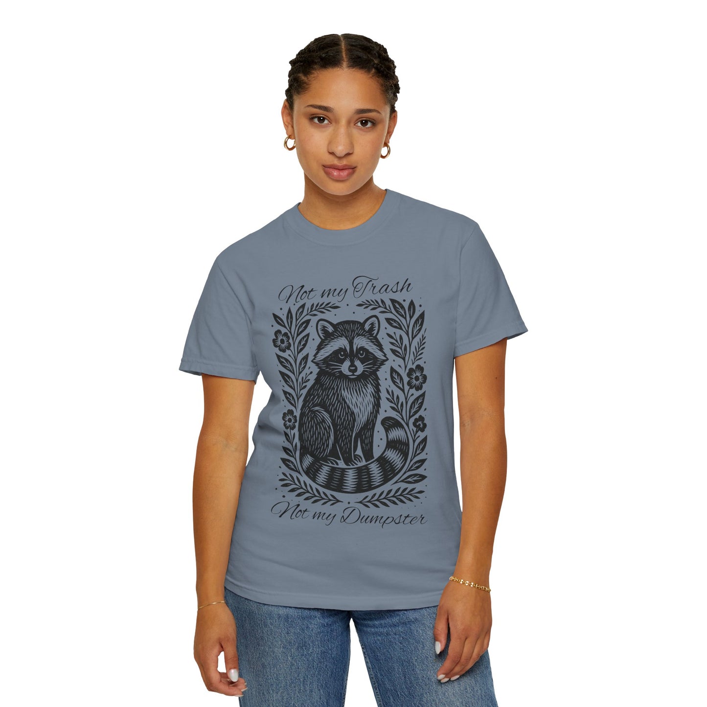 Woodcut Raccoon Illustration T-Shirt | Forest Animal Tee, Wildlife lover Comfort Colors T-shirt, Not my Trash Funny shirt