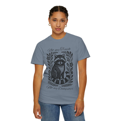 Woodcut Raccoon Illustration T-Shirt | Forest Animal Tee, Wildlife lover Comfort Colors T-shirt, Not my Trash Funny shirt