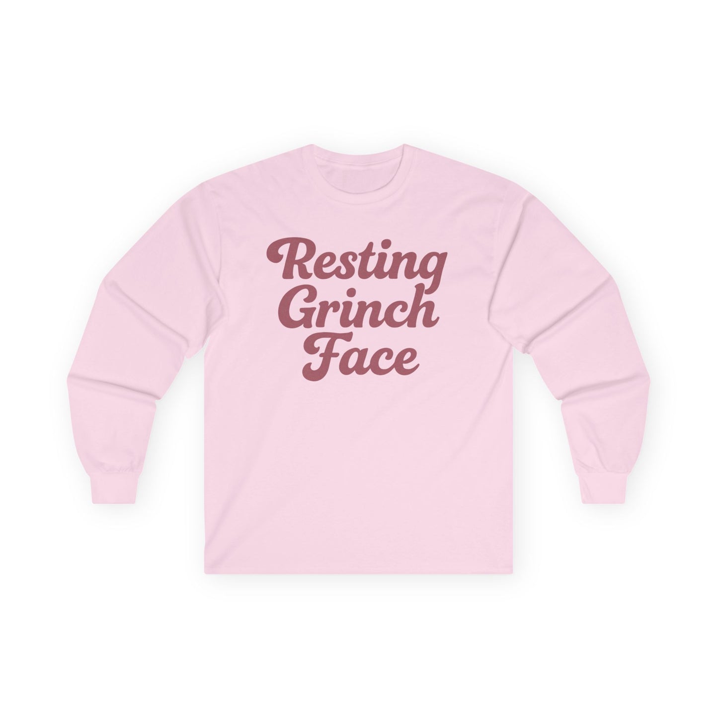 Resting Grinch Face Tee, Christmas Gift Shirt for Adults, Funny Holiday Graphic Top, Xmas Long Sleeve Tshirt, Unisex Cotton Apparel, Grinch