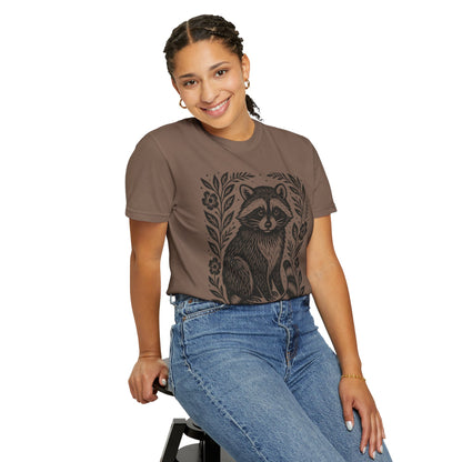 Woodcut Raccoon Illustration T-Shirt | Forest Animal Tee Wildlife lover Comfort Colors T-shirt