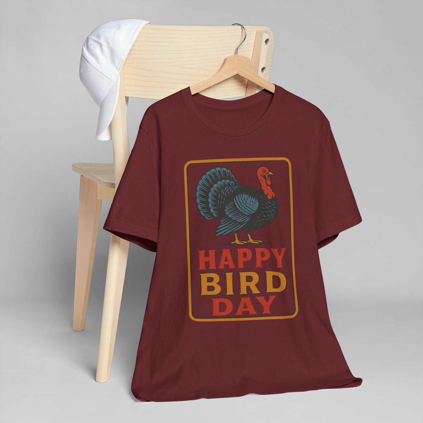 Happy Bird Day Turkey T-Shirt | Thanksgiving Turkey Graphic Tee