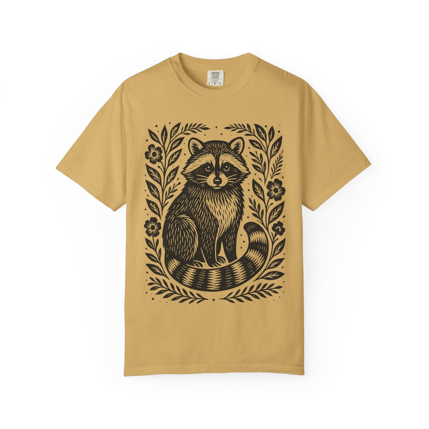 Woodcut Raccoon Illustration T-Shirt | Forest Animal Tee Wildlife lover Comfort Colors T-shirt
