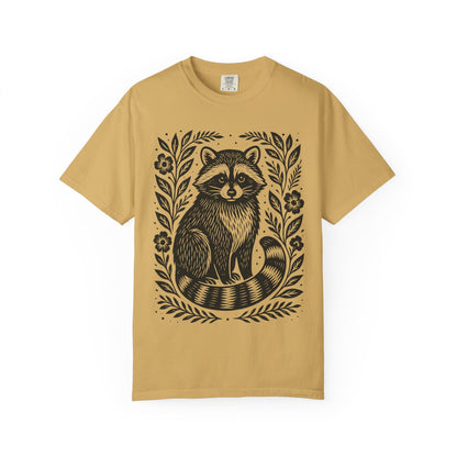 Woodcut Raccoon Illustration T-Shirt | Forest Animal Tee Wildlife lover Comfort Colors T-shirt