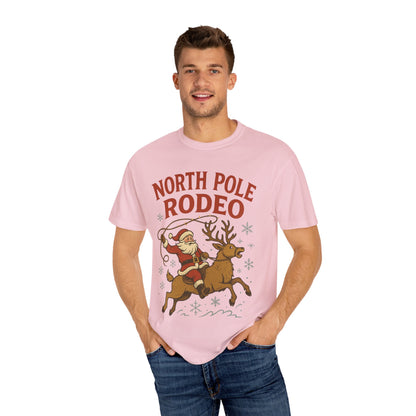North Pole Rodeo T-shirt | Santa Riding Reindeer, Christmas Western Graphic, Comfort Colors