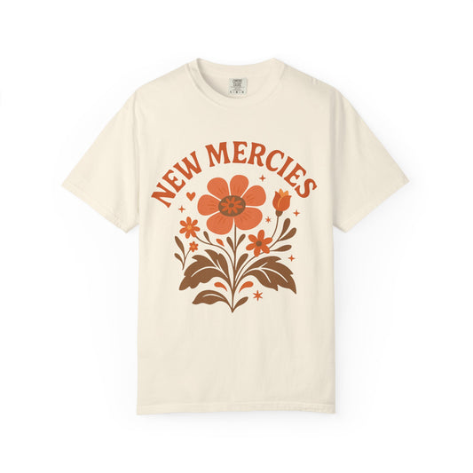 New Mercies Floral Typography T-Shirt — Comfort Colors Boutique Style