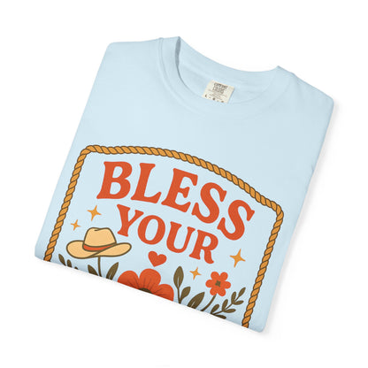 Bless Your Heart T-shirt | Floral Western Hat Horseshoe Design, Comfort Colors