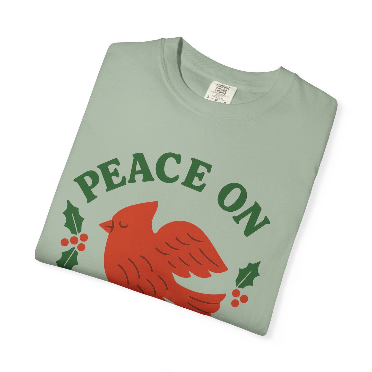 Peace On Earth Dove T-Shirt | Christmas holiday bird typography, Comfort Colors t-shirt