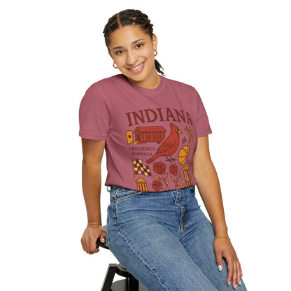 Indiana state symbols Cardinal & Hoosier Icons T-Shirt | Crossroads of America design Comfort Colors