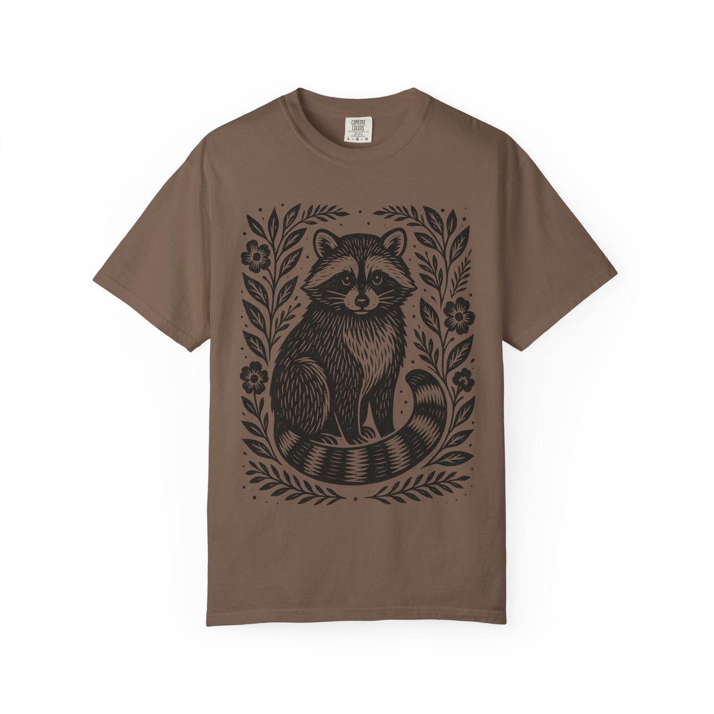 Woodcut Raccoon Illustration T-Shirt | Forest Animal Tee Wildlife lover Comfort Colors T-shirt