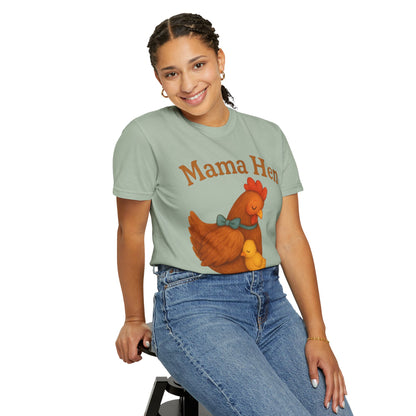 Mama Hen Comfort Colors T-Shirt, Chicken Lover Farm Tee - Unisex Garment-Dyed Shirt, Graphic Hen Tee, Funny Animal Tee, Farm Life Shirt,