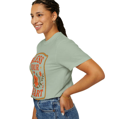 Bless Your Heart T-shirt | Floral Western Hat Horseshoe Design, Comfort Colors