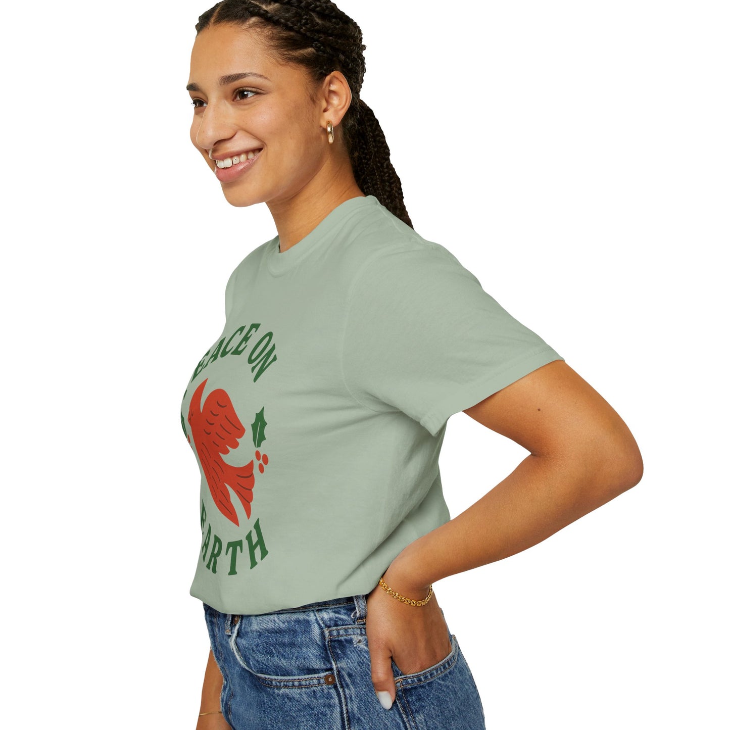 Peace On Earth Dove T-Shirt | Christmas holiday bird typography, Comfort Colors t-shirt