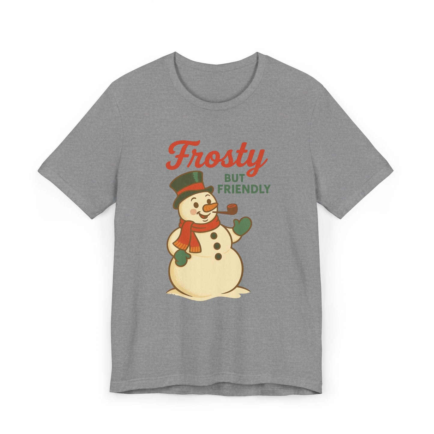 Frosty but Friendly T-Shirt, Holiday Apparel, Christmas Gift, Unisex Tee, Winter Fashion, Fun Snowman Shirt