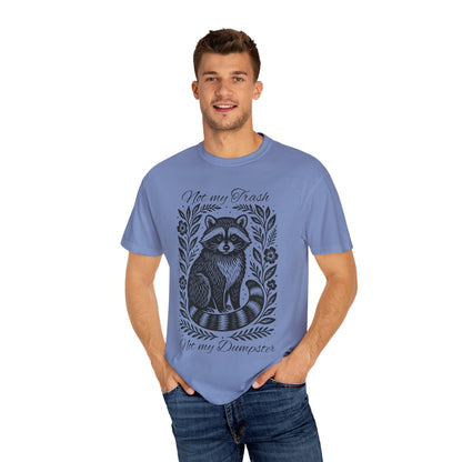 Woodcut Raccoon Illustration T-Shirt | Forest Animal Tee, Wildlife lover Comfort Colors T-shirt, Not my Trash Funny shirt