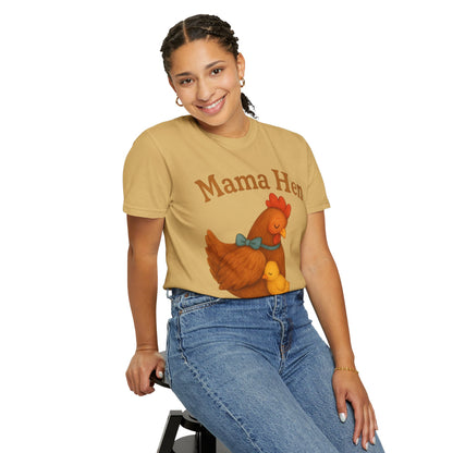Mama Hen Comfort Colors T-Shirt, Chicken Lover Farm Tee - Unisex Garment-Dyed Shirt, Graphic Hen Tee, Funny Animal Tee, Farm Life Shirt,
