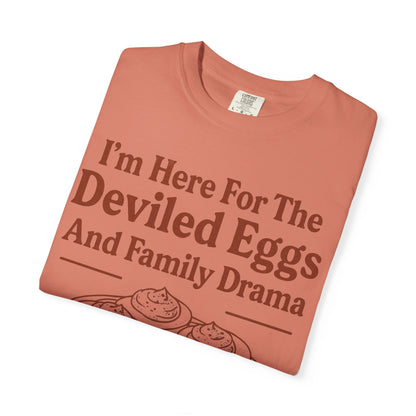 Thanksgiving Deviled Eggs Unisex Garment-Dyed T-shirt, Family Drama Holiday Tee, Funny Turkey Day Shirt, Fall Comfort Colors tshirt