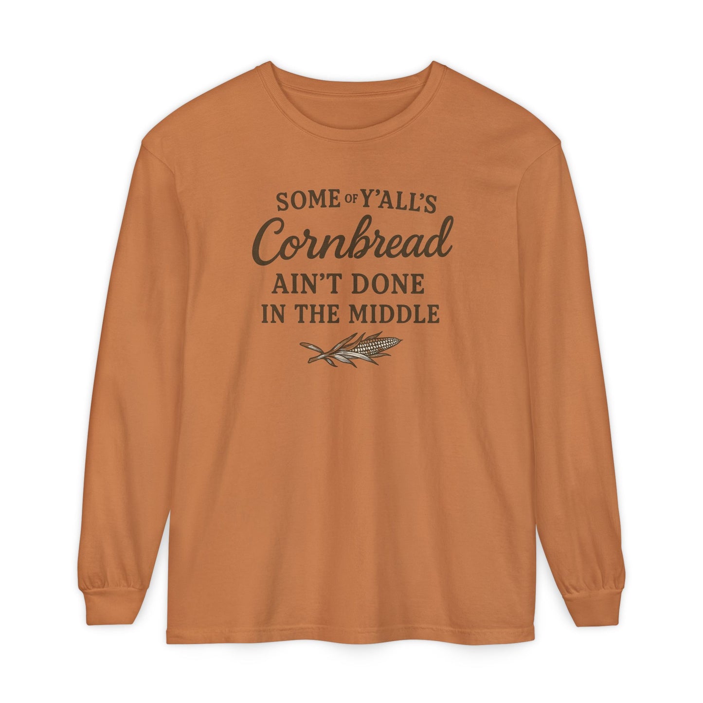 Cornbread Lovers Long Sleeve Tee, Funny Gift for Foodies, Cozy Casual Style, Perfect for Thanksgiving or BBQ, Southern humor