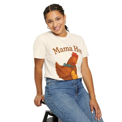 Mama Hen Comfort Colors T-Shirt, Chicken Lover Farm Tee - Unisex Garment-Dyed Shirt, Graphic Hen Tee, Funny Animal Tee, Farm Life Shirt,