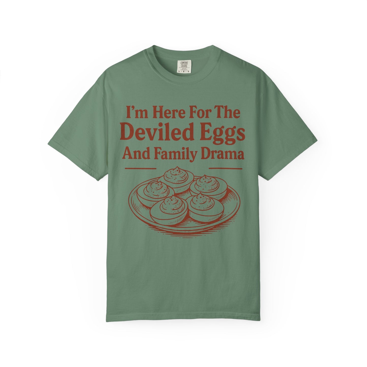 Thanksgiving Deviled Eggs Unisex Garment-Dyed T-shirt, Family Drama Holiday Tee, Funny Turkey Day Shirt, Fall Comfort Colors tshirt