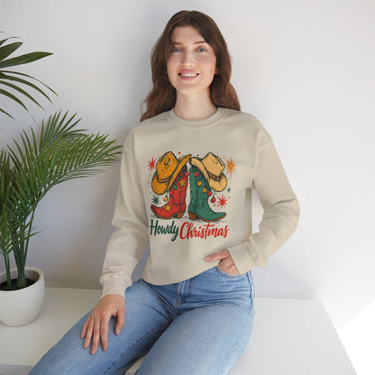 Christmas Cowboy Sweatshirt — “Howdy Christmas” Western Holiday Crewneck