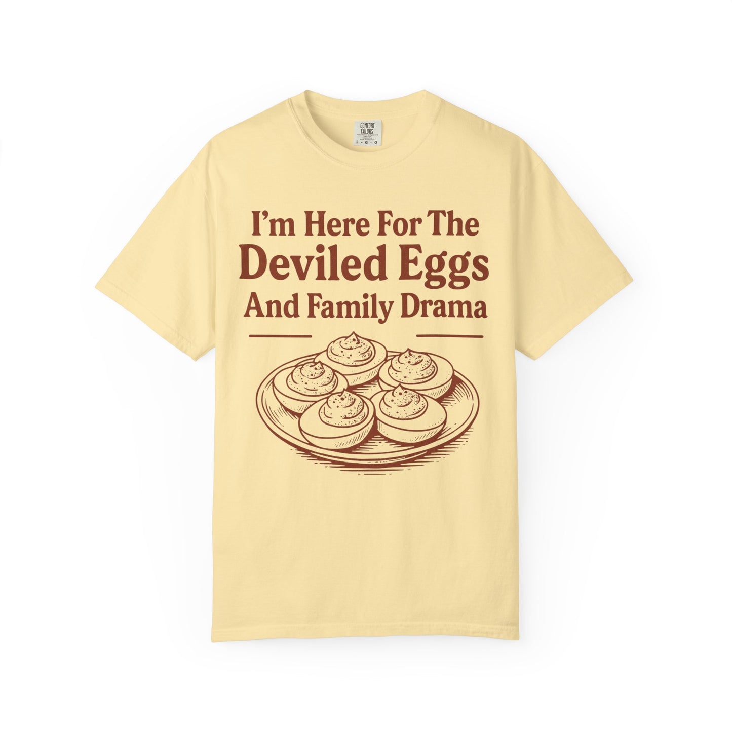Thanksgiving Deviled Eggs Unisex Garment-Dyed T-shirt, Family Drama Holiday Tee, Funny Turkey Day Shirt, Fall Comfort Colors tshirt
