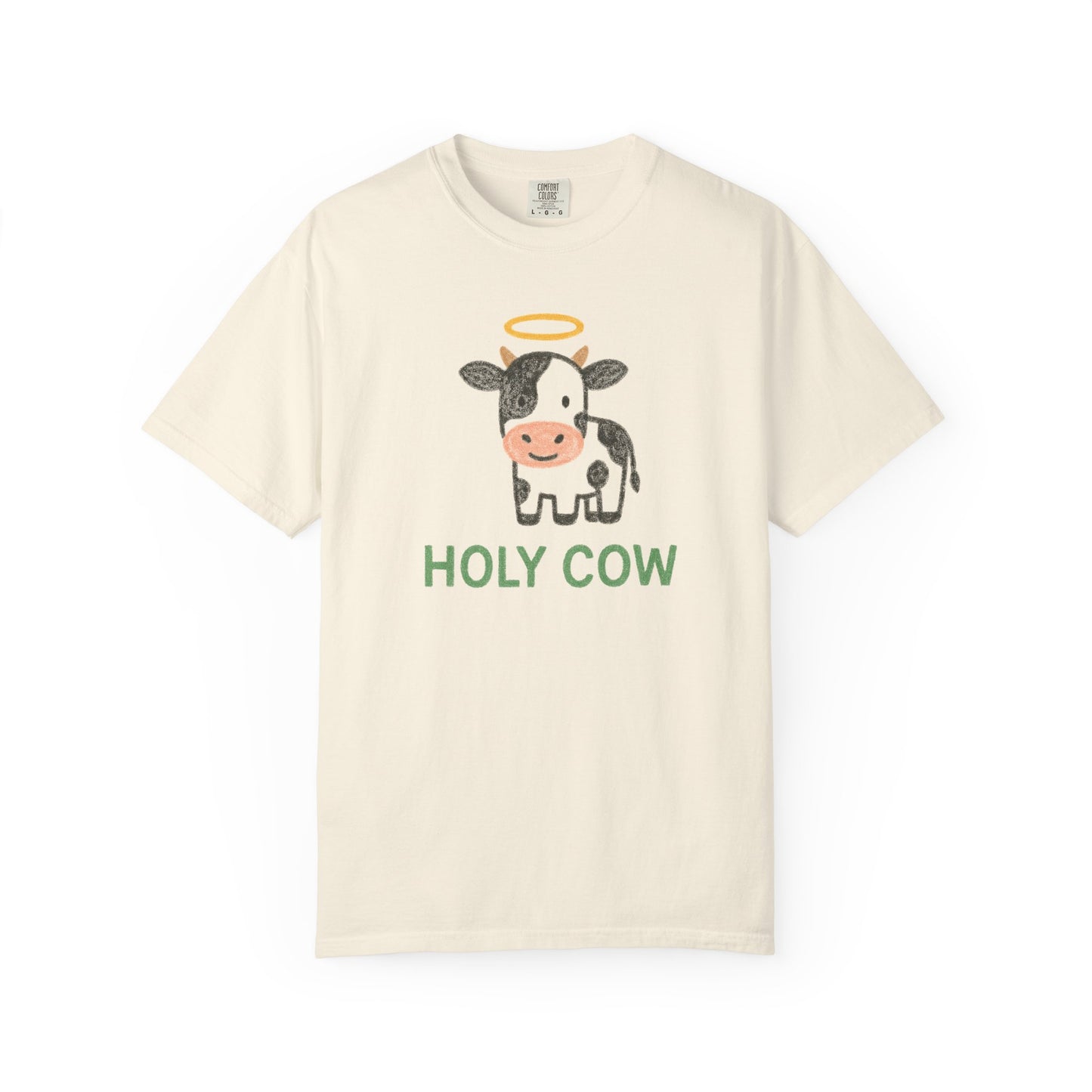 Holy Cow cartoon cow with halo T-Shirt | Cute farm animal tee Comfort Colors t-shirt