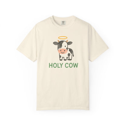 Holy Cow cartoon cow with halo T-Shirt | Cute farm animal tee Comfort Colors t-shirt