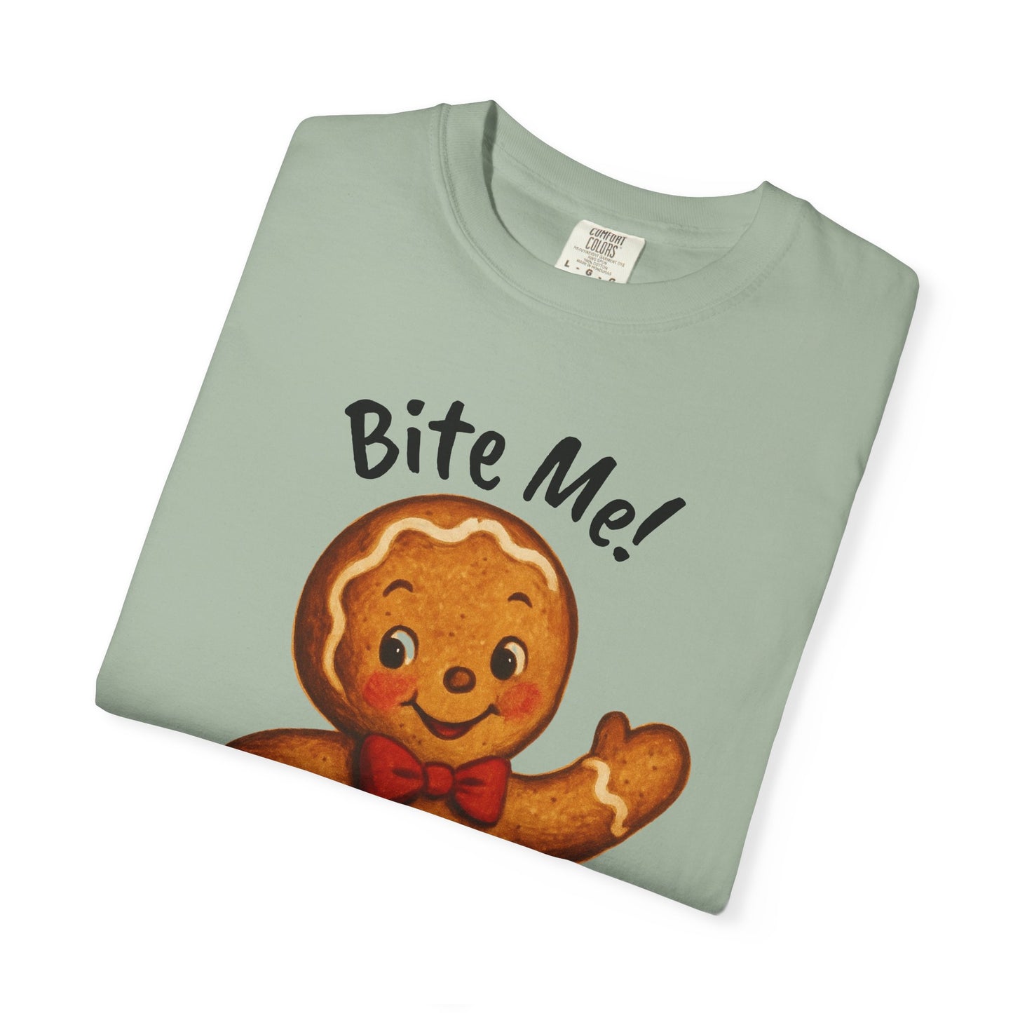 Cute Gingerbread Cookie T-Shirt | Retro Holiday Baking Graphic, Comfort Colors, Bite Me