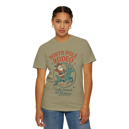 North Pole Rodeo Comfort Colors Tshirt, Christmas Unisex Tee, Holiday Graphic Shirt, Soft Cotton Top, Festive Apparel