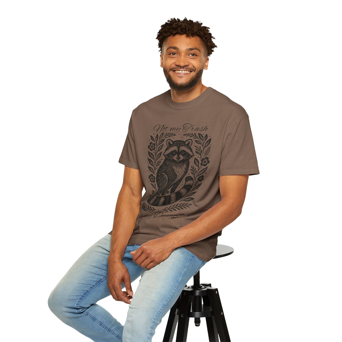 Woodcut Raccoon Illustration T-Shirt | Forest Animal Tee, Wildlife lover Comfort Colors T-shirt, Not my Trash Funny shirt