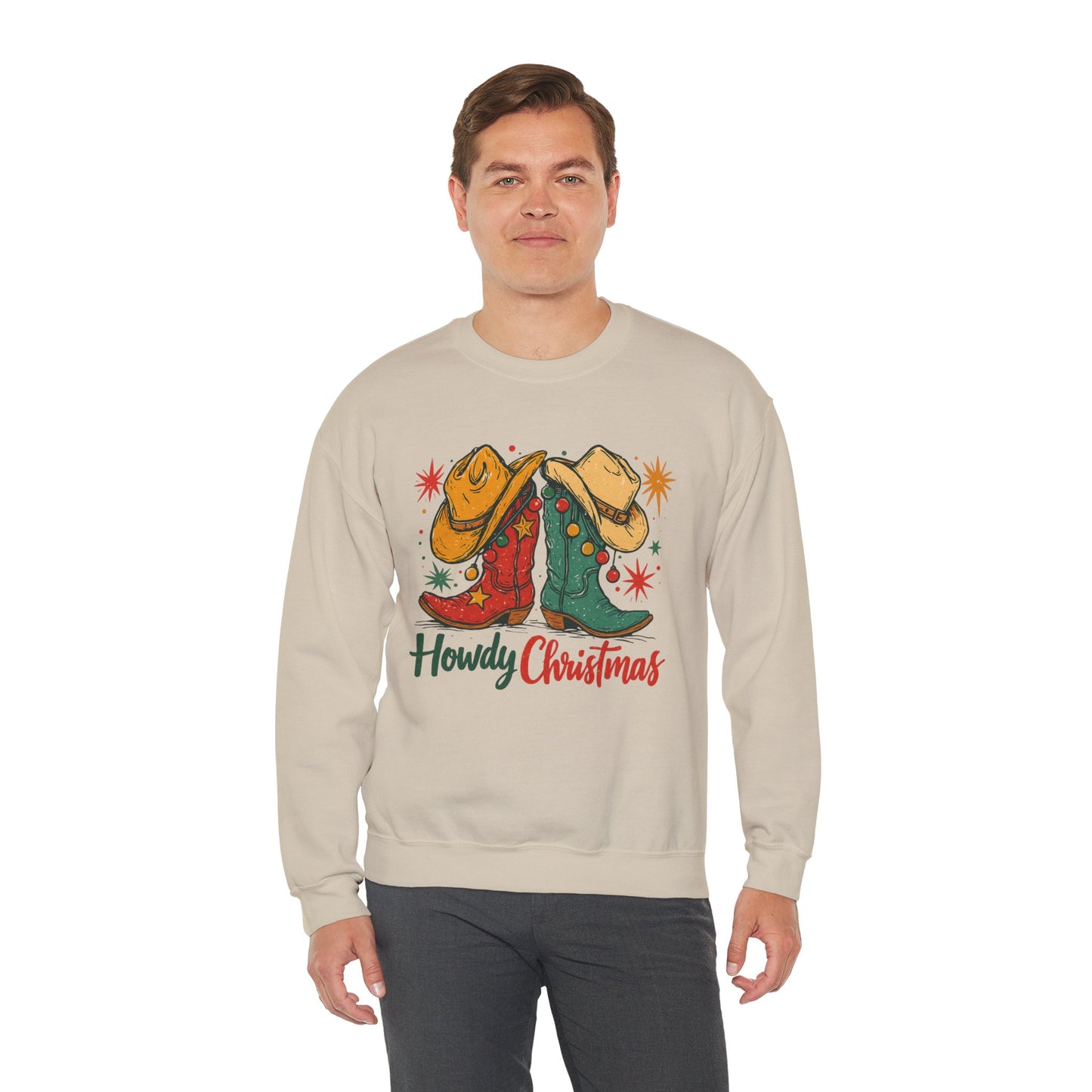 Christmas Cowboy Sweatshirt — “Howdy Christmas” Western Holiday Crewneck