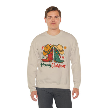 Christmas Cowboy Sweatshirt — “Howdy Christmas” Western Holiday Crewneck