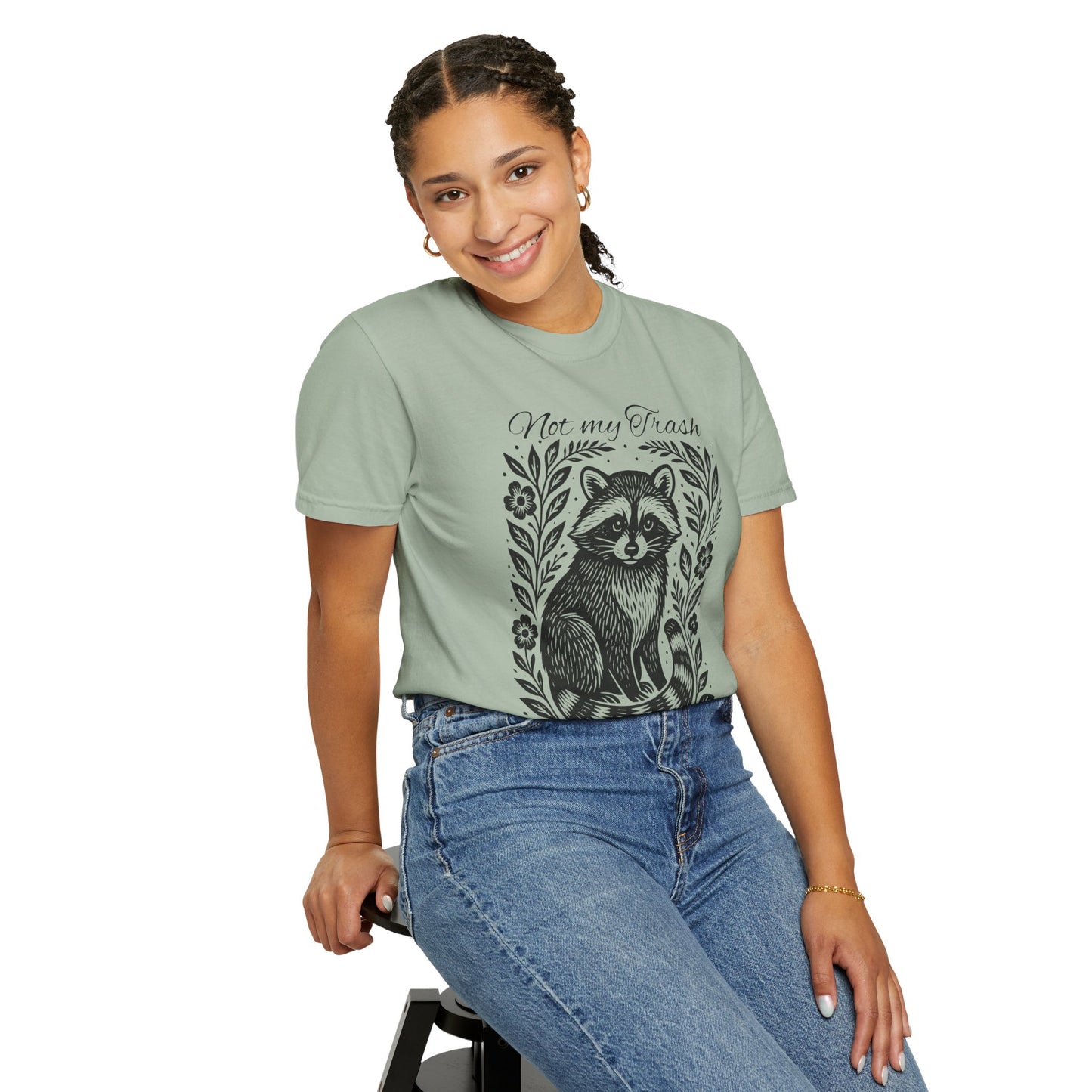 Woodcut Raccoon Illustration T-Shirt | Forest Animal Tee, Wildlife lover Comfort Colors T-shirt, Not my Trash Funny shirt