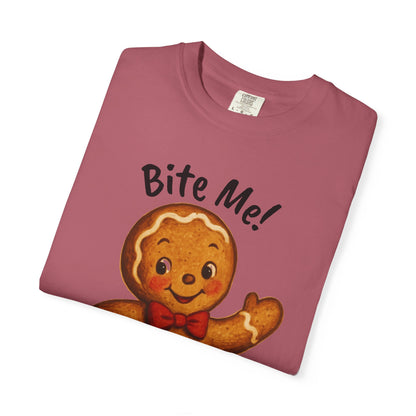 Cute Gingerbread Cookie T-Shirt | Retro Holiday Baking Graphic, Comfort Colors, Bite Me