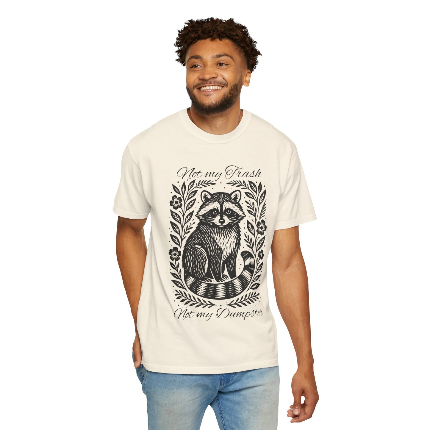 Woodcut Raccoon Illustration T-Shirt | Forest Animal Tee, Wildlife lover Comfort Colors T-shirt, Not my Trash Funny shirt
