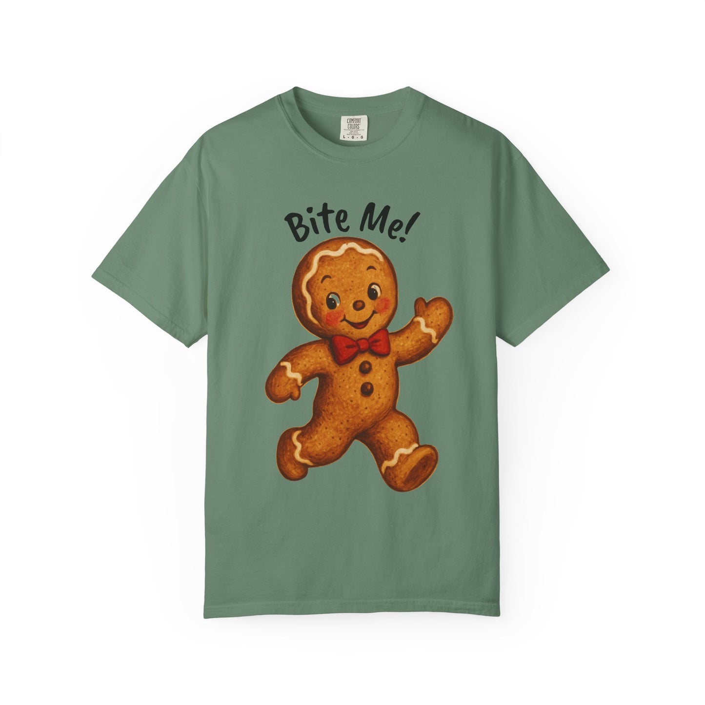 Cute Gingerbread Cookie T-Shirt | Retro Holiday Baking Graphic, Comfort Colors, Bite Me