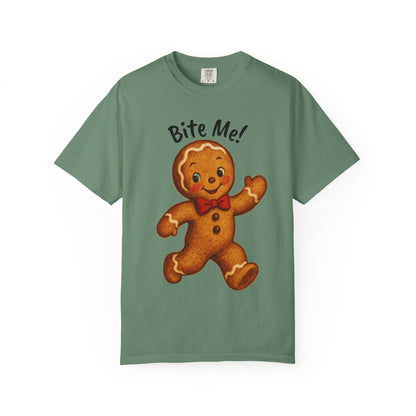 Cute Gingerbread Cookie T-Shirt | Retro Holiday Baking Graphic, Comfort Colors, Bite Me