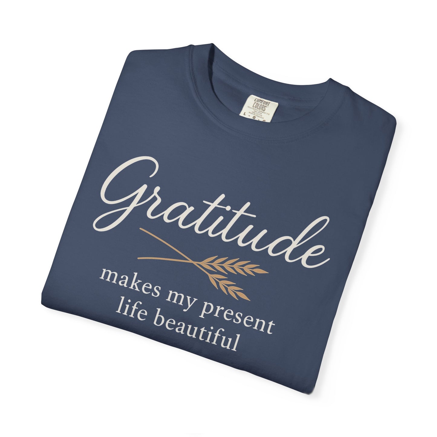 Gratitude script quote T-Shirt | Gratitude makes my present life beautiful, Comfort Colors