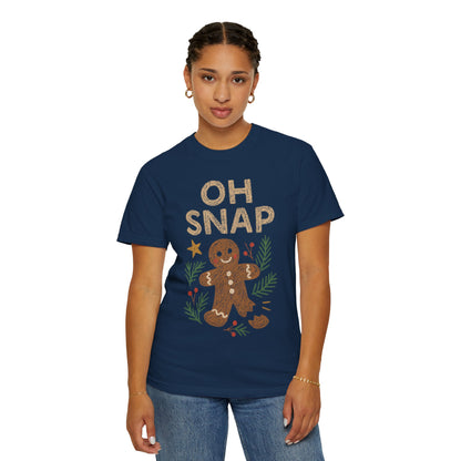 Oh Snap Gingerbread T-Shirt, Comfort Colors Tee, Christmas Shirt, Funny Holiday Top, Unisex Garment-Dyed Shirt