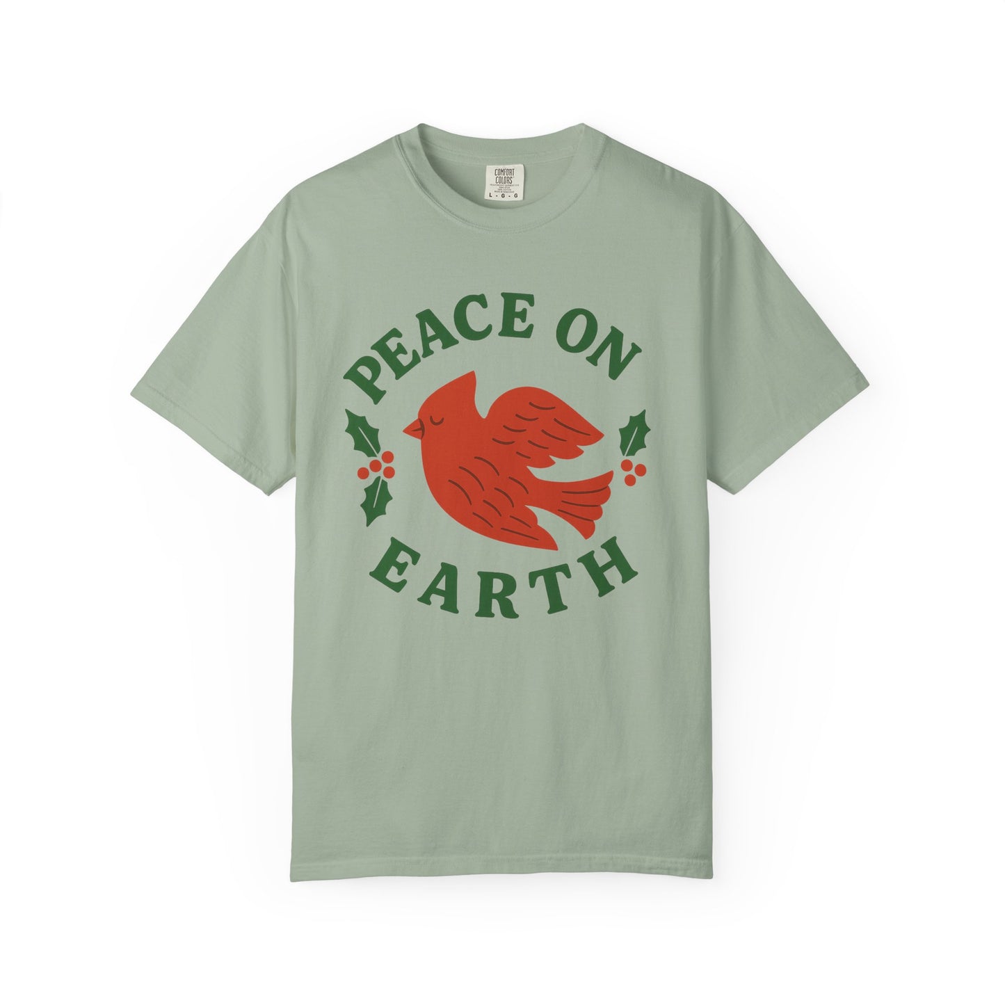 Peace On Earth Dove T-Shirt | Christmas holiday bird typography, Comfort Colors t-shirt