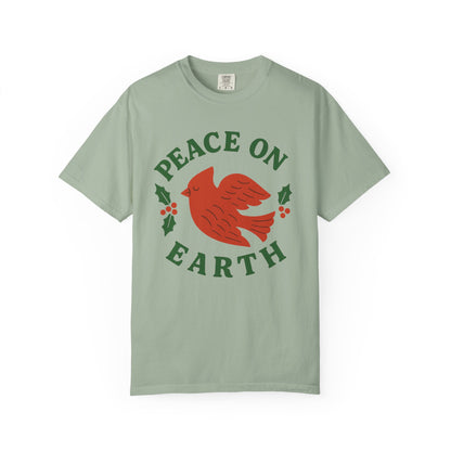 Peace On Earth Dove T-Shirt | Christmas holiday bird typography, Comfort Colors t-shirt