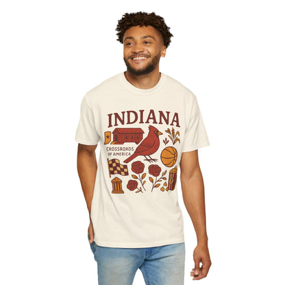 Indiana state symbols Cardinal & Hoosier Icons T-Shirt | Crossroads of America design Comfort Colors