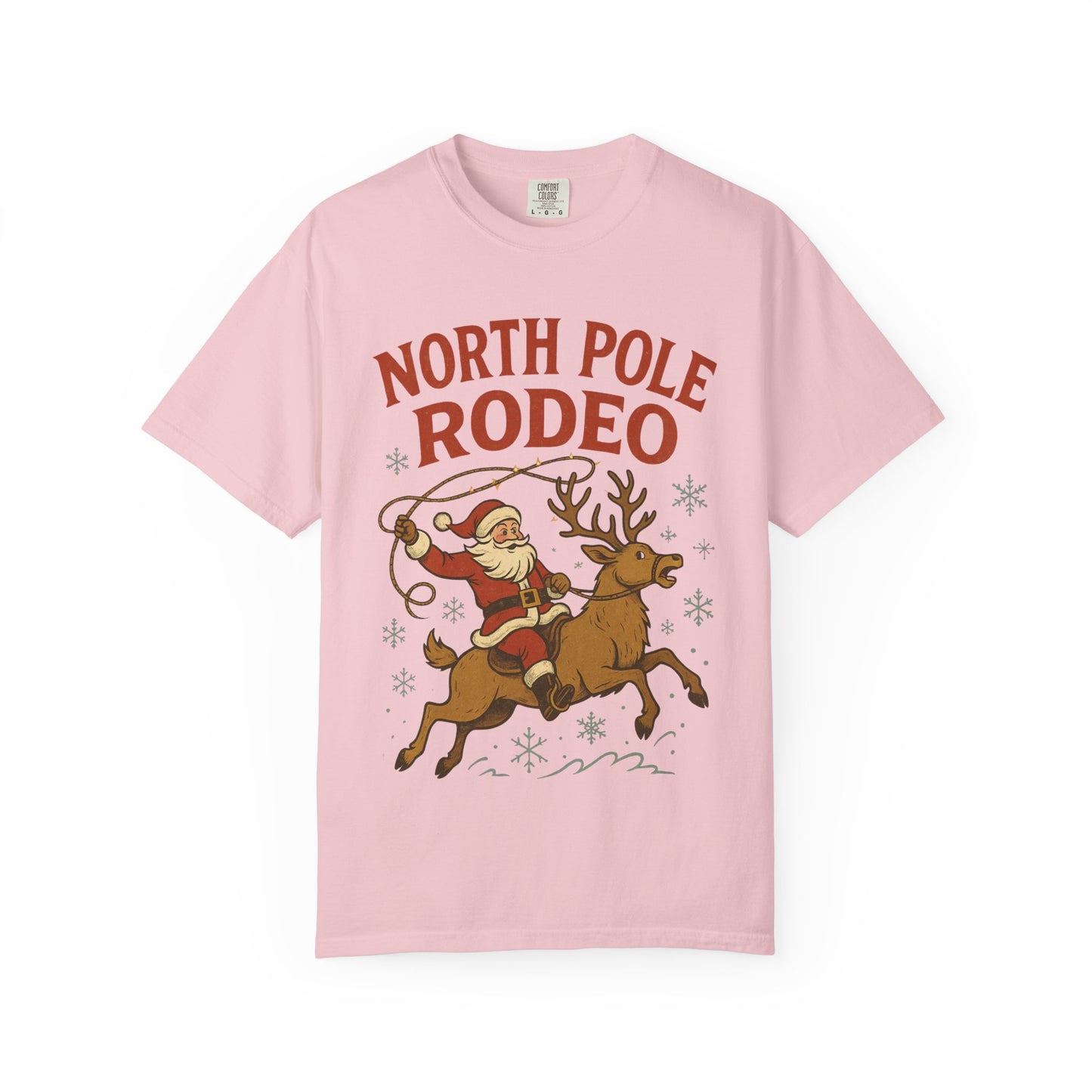 North Pole Rodeo T-shirt | Santa Riding Reindeer, Christmas Western Graphic, Comfort Colors