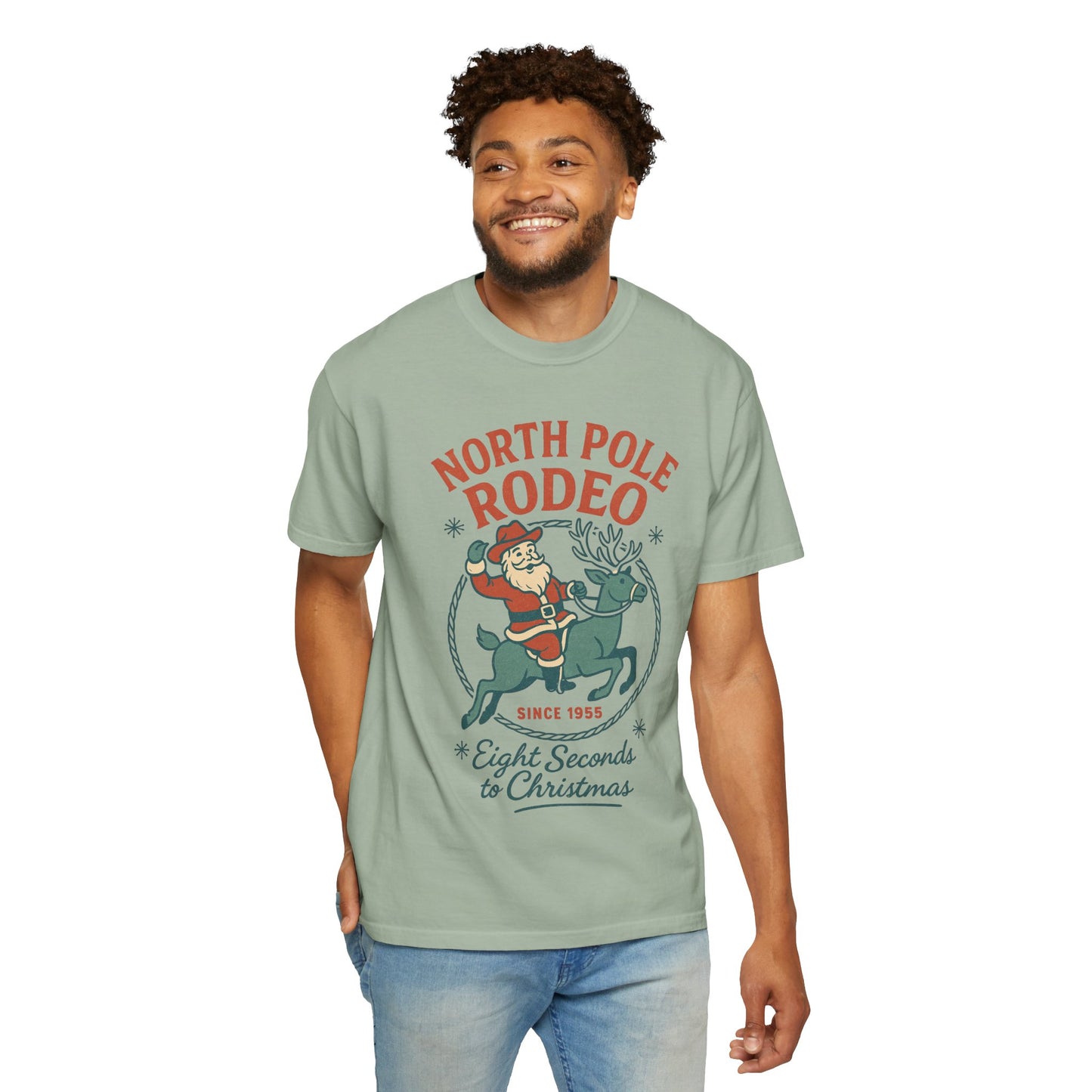 North Pole Rodeo Comfort Colors Tshirt, Christmas Unisex Tee, Holiday Graphic Shirt, Soft Cotton Top, Festive Apparel
