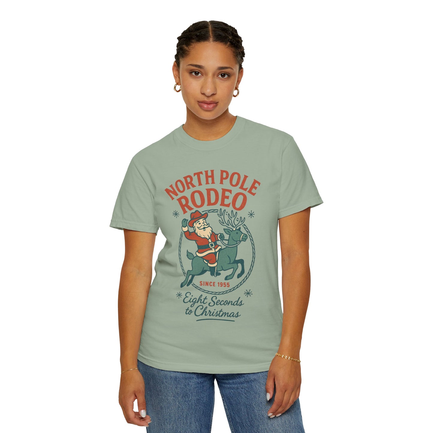 North Pole Rodeo Comfort Colors Tshirt, Christmas Unisex Tee, Holiday Graphic Shirt, Soft Cotton Top, Festive Apparel